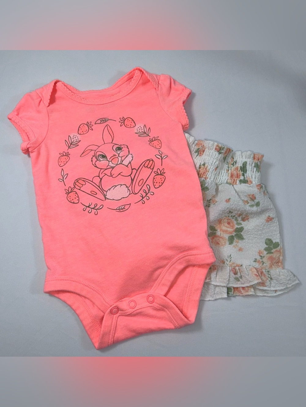 Disney 3-6M/6M Thumper Baby Girl’s 2-Piece Screenprint Bodysuit & Shorts Set
